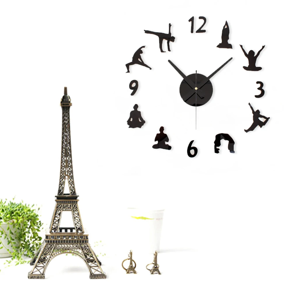 

Creative Big Clock Modern Design Yoga Pattern Diy Home Decor Silent Room Wall Watch Strong Atmosphere Perfect Gift Birthday