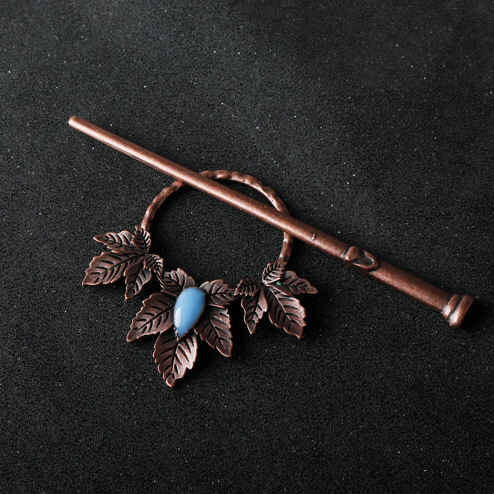 

Personalized Design Vintage Celtic Knot Leaf Hair Clip Classical Gemstone Inlaid Alloy Hair Clip Antique Style Hair Accessory