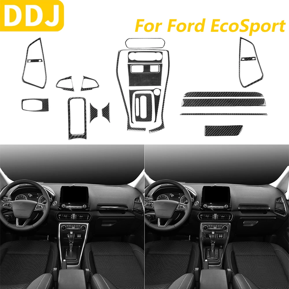 

21Pcs Whole Interior Trim Kits Real Carbon Fiber Decal Trim Cover Car Accessories Decoration Sticker For Ford EcoSport 2018-2025