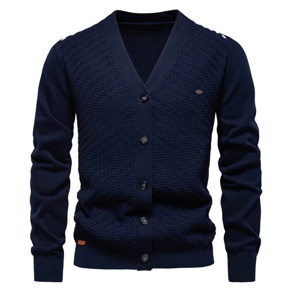 

AIOPESON Mens New V Neck Button up Cotton Cardigan Sweaters Casual Social Knit Sweater Cardigans for Men