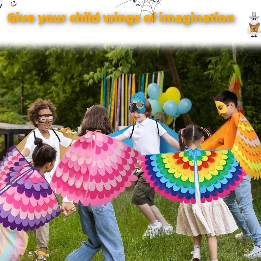 Cosplay Kids Costume Stage Performance Owl Peacock Wings Performance Props Clothes Halloween Party for Girls Boys Cloak Costumes