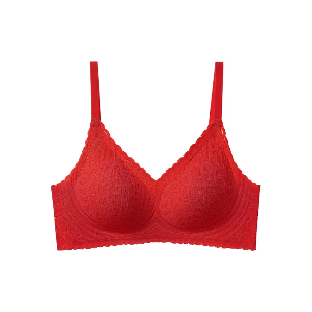 

Sweet Mesh Wireless Deep V Bra Shockproof Lingerie Lace Push Up Bra Anti-sagging Thin Underwear Women Girls