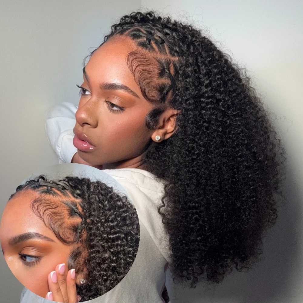 

Kinky Curly Hair 15A Super Double Drawn 13x6 Real HD Lace Front Wig Human Hair Wig With Natural Headline Wear To Go Glueless Wig