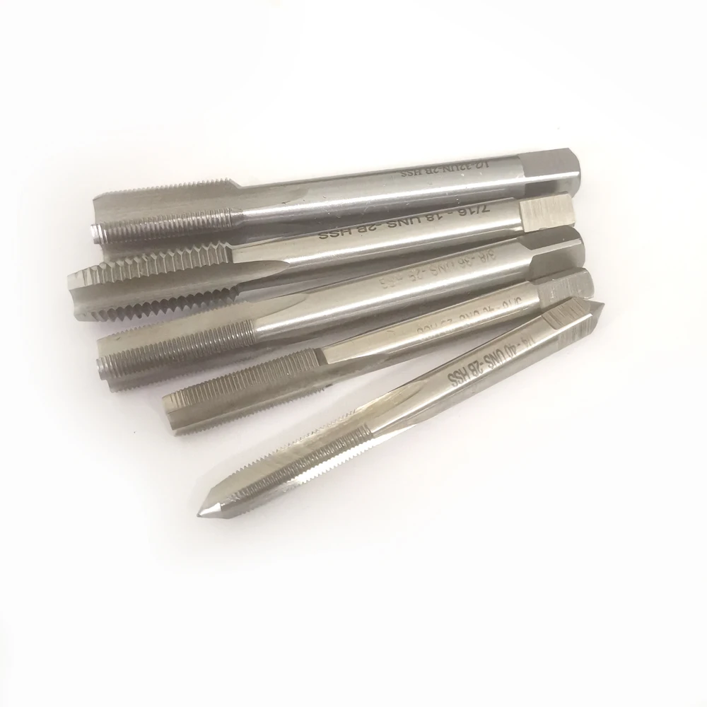 Tap Ulir Terpadu Tangan Kanan HSS Tap Flute Lurus UNC UNF UNS UNEF 1/4 5/16 7/16 3/8 1/2 2B 1/4-36 3/8-32 7/16-28 1/2-40