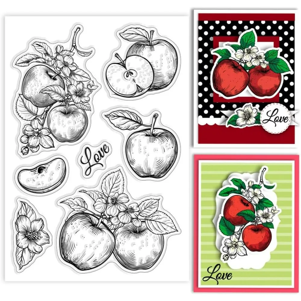 Apple stempel bening silikon bunga buah stempel bening segel transparan untuk DIY Album foto pembuatan kartu buku tempel