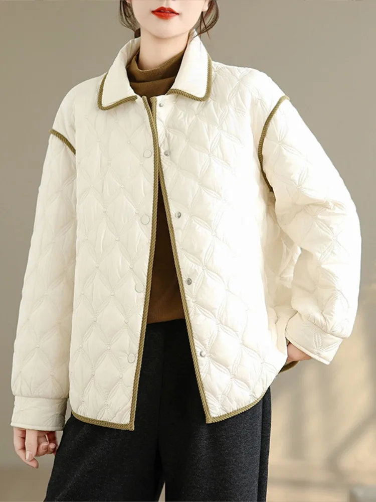 

Lightweight Cotton Jaet Women's Winter Faion Trend Diamond Pattern Luxe Lite Filling Coat Straight Cut Commute Sle Long...