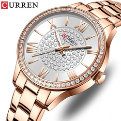 CURREN New Rose Gold Women Watches Dress Quartz Watch Ladies with Luxury Box Female Wrist Watch Girl Clock Set for Sale