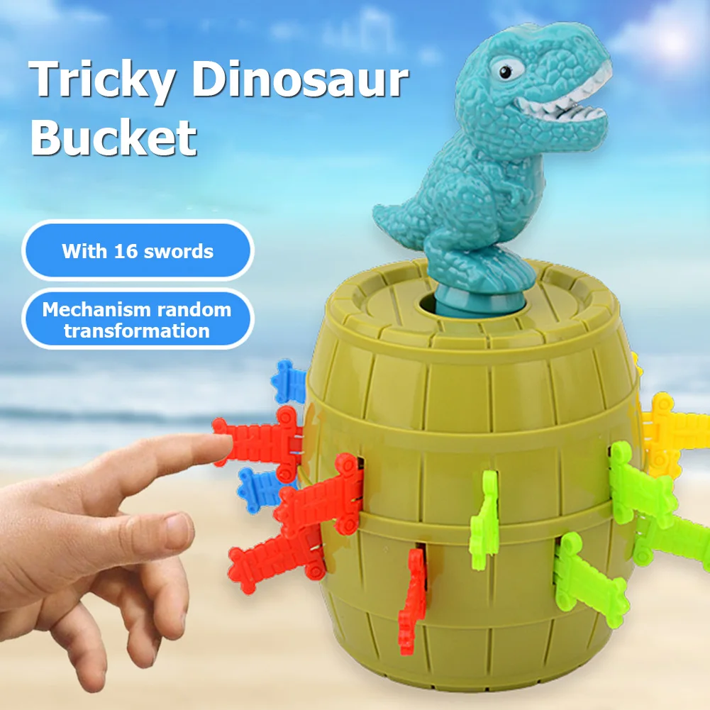 Dinossauro Pop Up Toy Barrel Jogo, Brinquedos Complicados, T-Rex Saltando Baldes, Novidade Stab