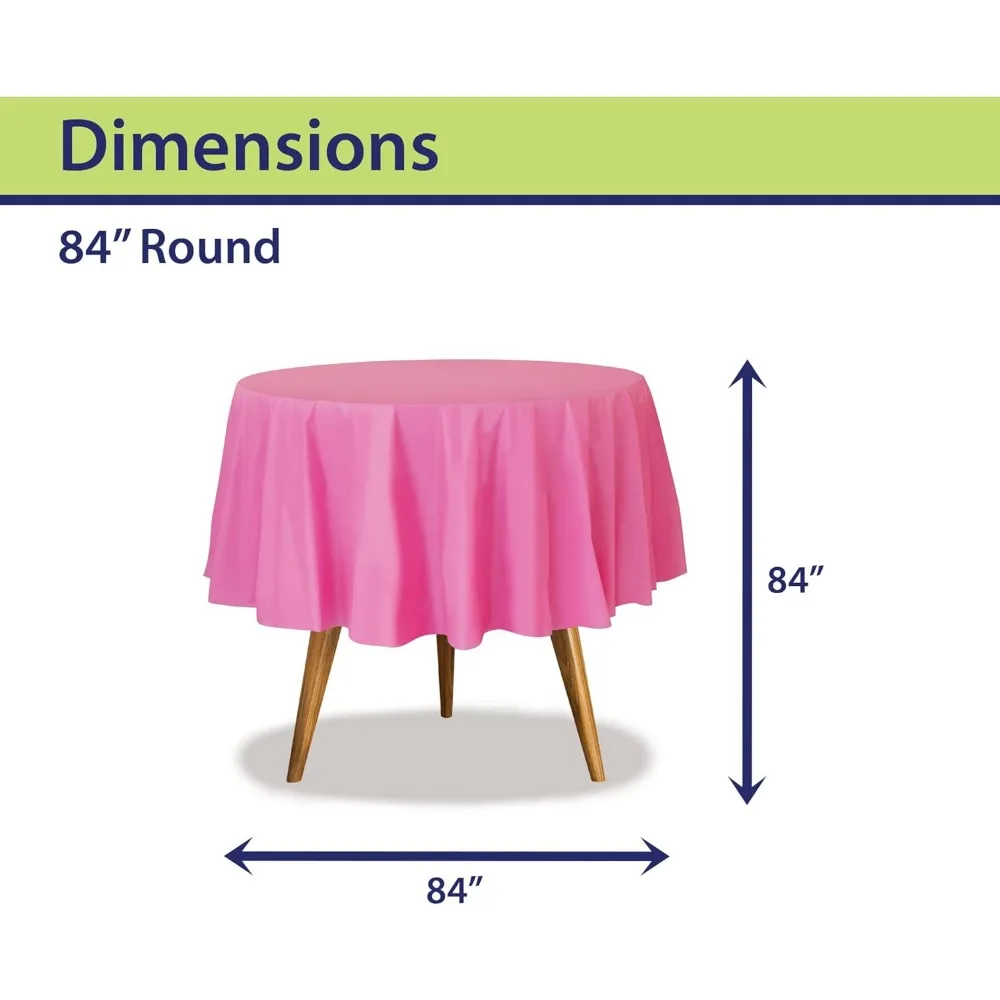 مفرش طاولة وردي للاستعمال مرة واحدة للطاولات المستديرة (36 عبوة) مفرش طاولة للحفلات والمناسبات وحفلات الزفاف وفي الداخل والخارج