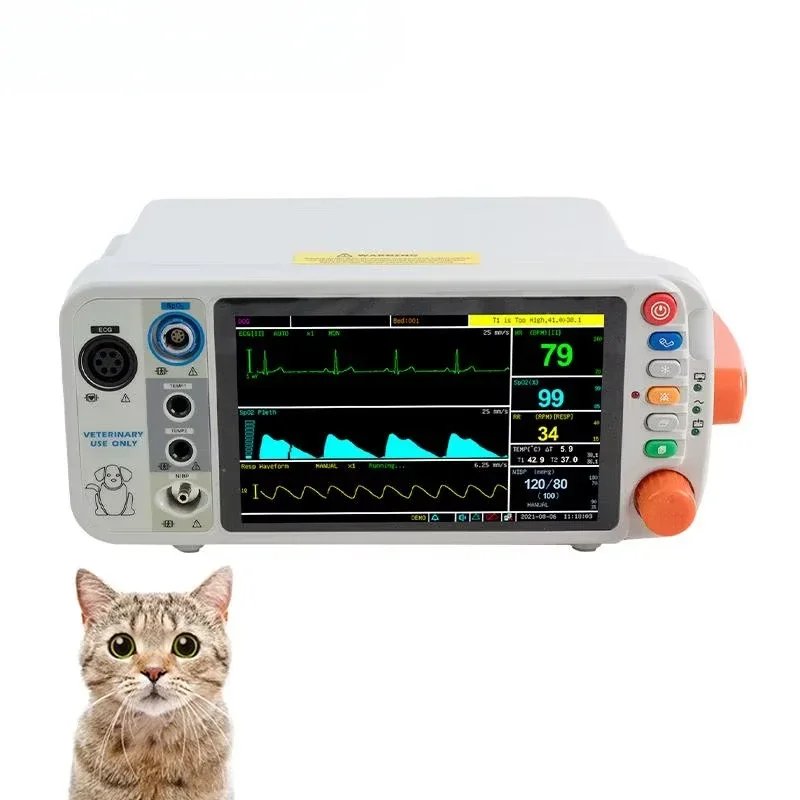 Peralatan Medis Multi-parameter Ringan Ecg Spo2 Tanda Jantung Tangan Monitor Vital Perangkat Hewan Untuk Klinik Dokter Hewan