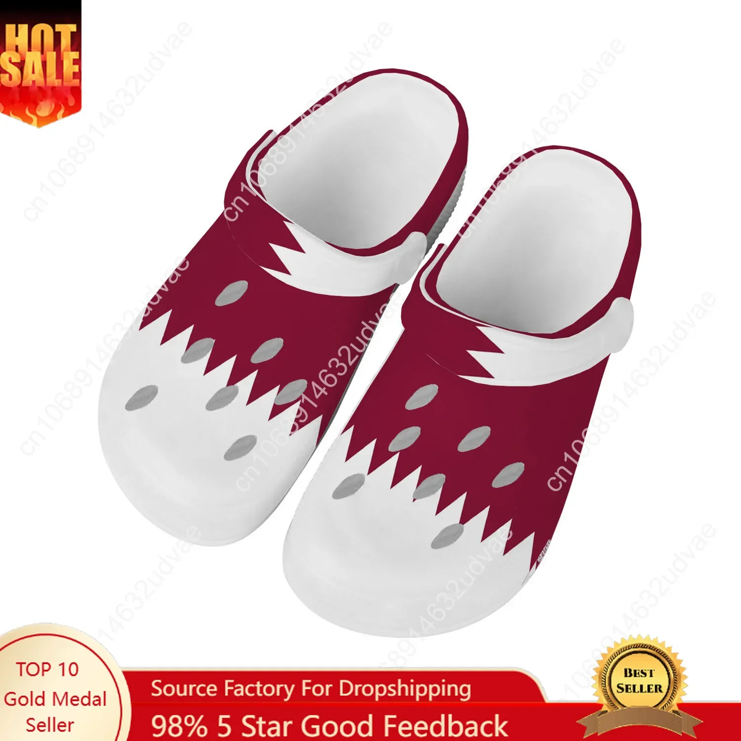 

Qatar National Flag Water Shoes Men Women Non-slip Home Garden Clogs Customizd Sandals Beach Breathable Hole Slippers