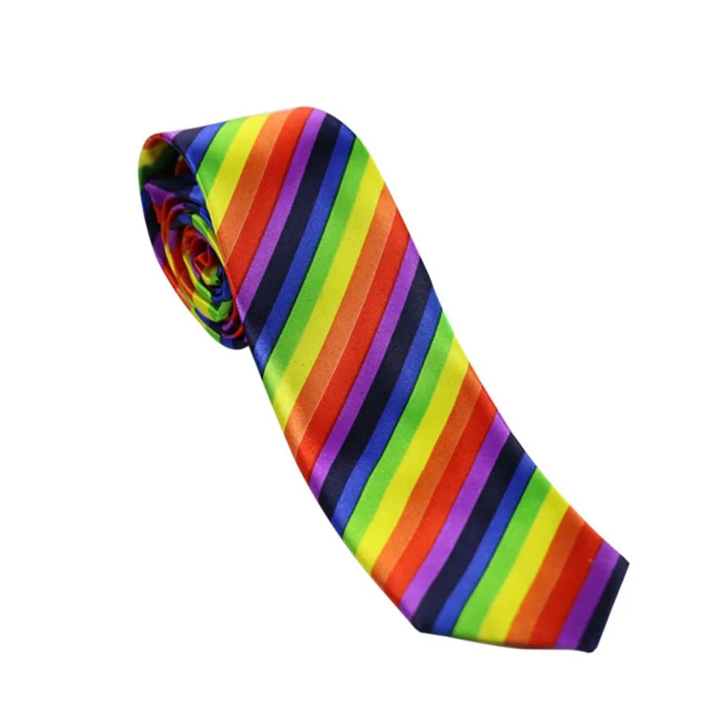 

3Pcs Adjustable Rainbow Stripe Suspenders and Bow Tie Set Colorful Elastic Durable Comfortable Party Costume Accessory
