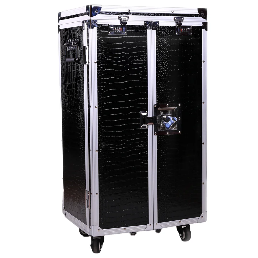 Professional Jewelry Display Case with Custom Drawers Rolling Leather Aluminum Trolley Jewelry Showcase With Wheels