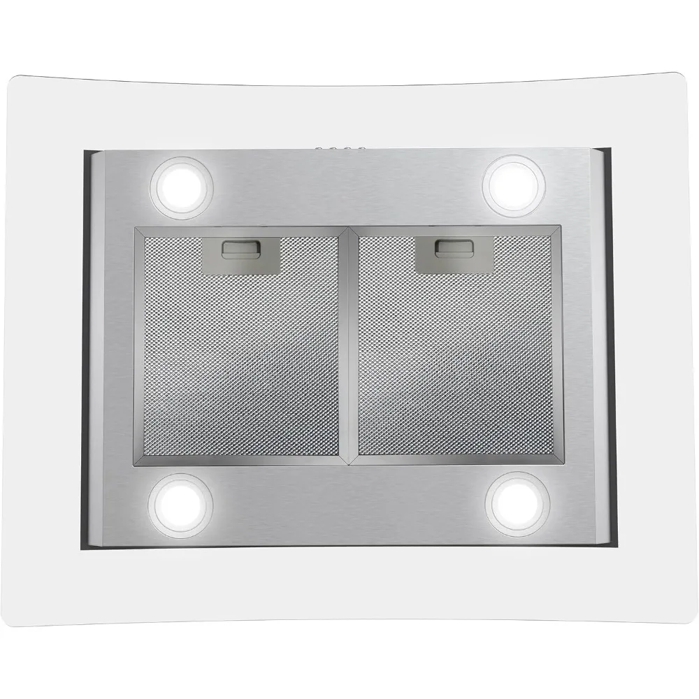 30 Inch Range Hood, 3-Speed Fan and LED Lights in Stainless Steel with Tempered Glass, Convertible Range Hood