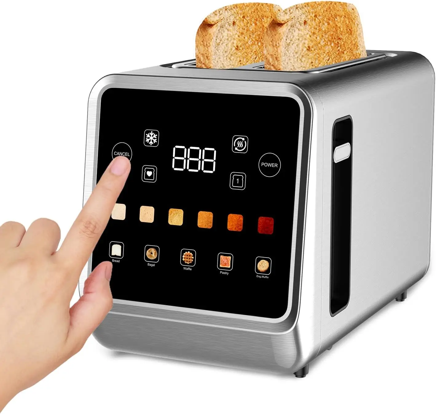 

Touch Screen 2 with LCD Display Stainless Steel Digital Timer 6 Bread Types& 6 Shade Settings Smart Extra Wide Slots Wit