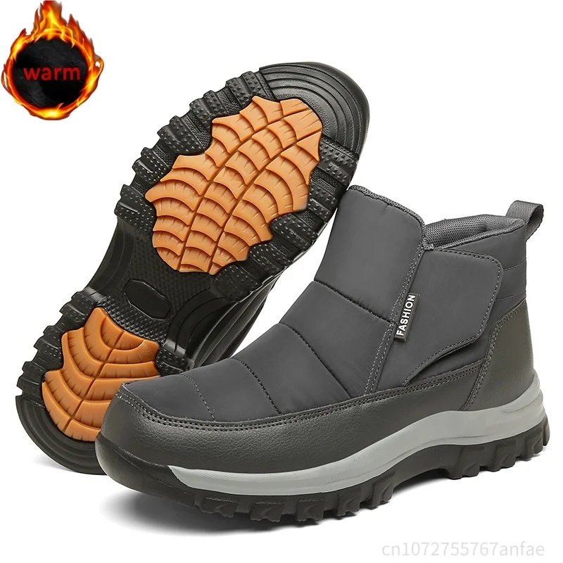 New Warm Plush Men's Snow Boots High Top Men's Boots Non-Slip Outdoor Winter Boots Waterproof Men's Ankle Boots Winter Sneakers