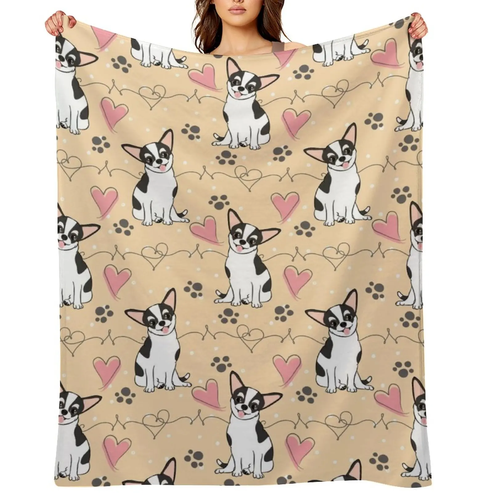 

LOVE Black White Chihuahua 1 Throw Blanket christmas gifts Stuffeds Beautifuls Multi-Purpose Blankets