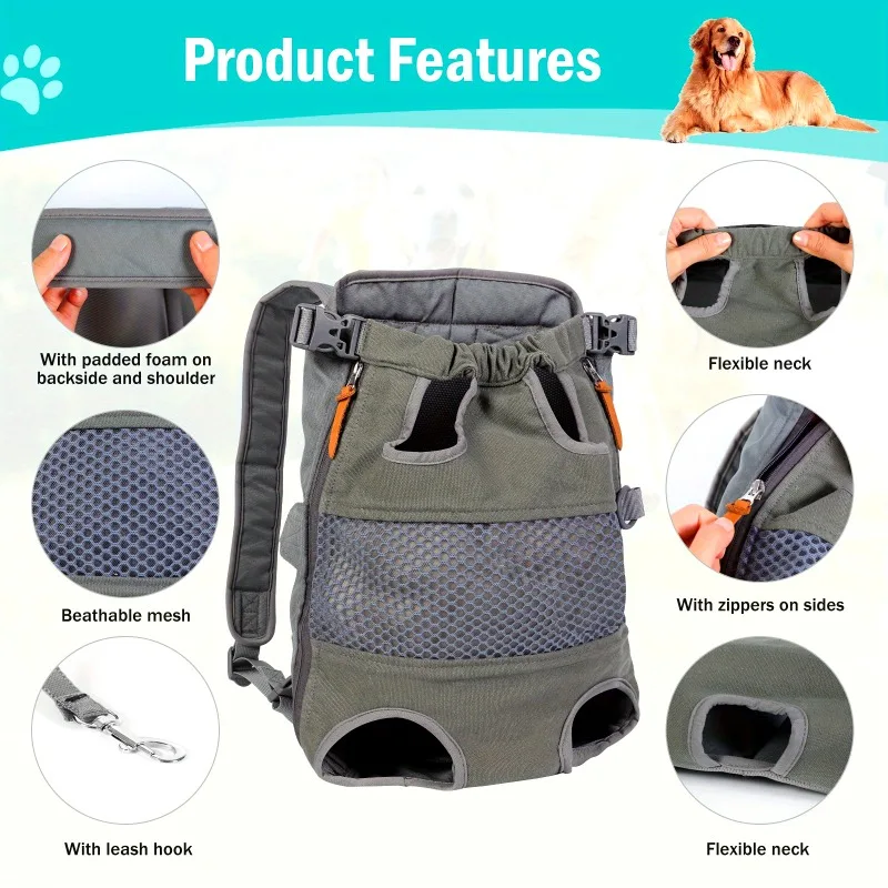 

1PCS Portable Canvas Pet Backpack Double Shoulder Breathable Outdoor Travel Dog Cat Carrier Bag with Ventilation Design
