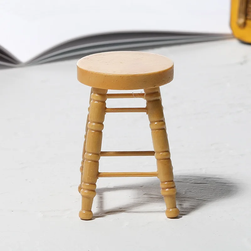 dollhouse, wooden round stools, high stools, tea bar stools, mini ornaments, miniature food and play accessories