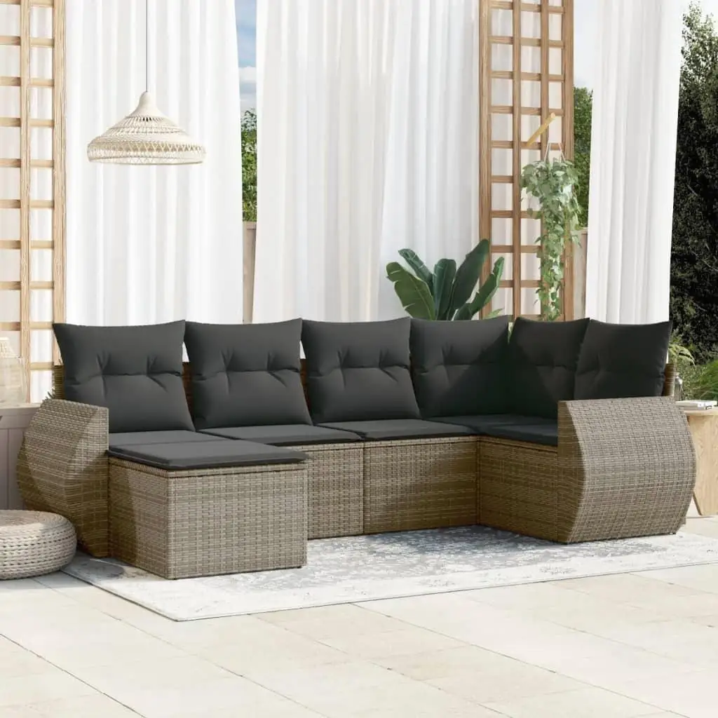 

Gray PE Rattan Garden Sofa Set Large Modular with Powder-coated Steel Frame Outdoor Furniture