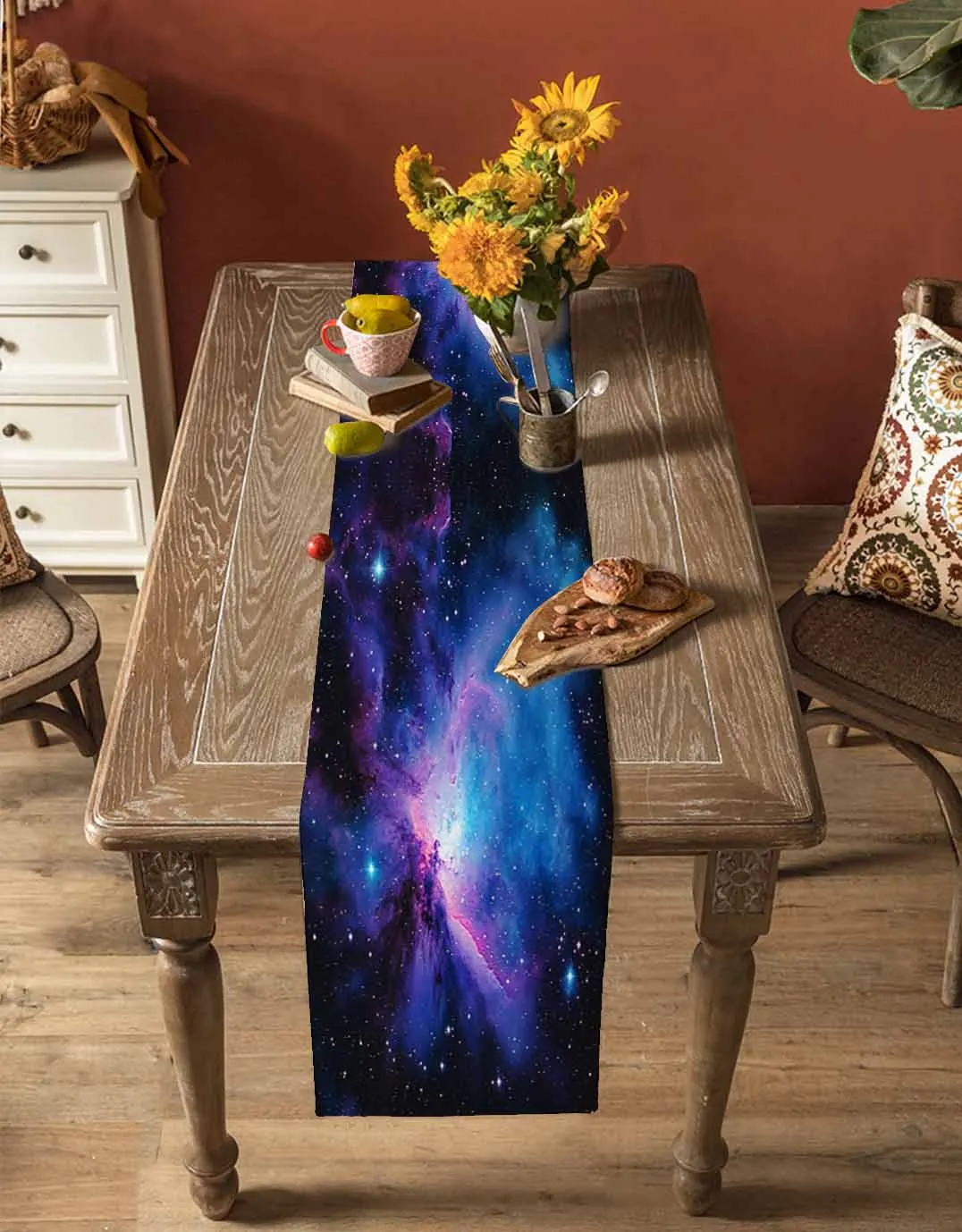 

Modernism Starry Sky Scenery Table Runner Wedding Decor Holiday Dining Table Decor Linen Tablecloth