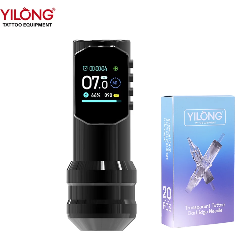 

Беспроводная тату-машинка YILONG с большим цветным цифровым дисплеем, мощным малошумным мотором 1500 мАч для перманентного макияжа
