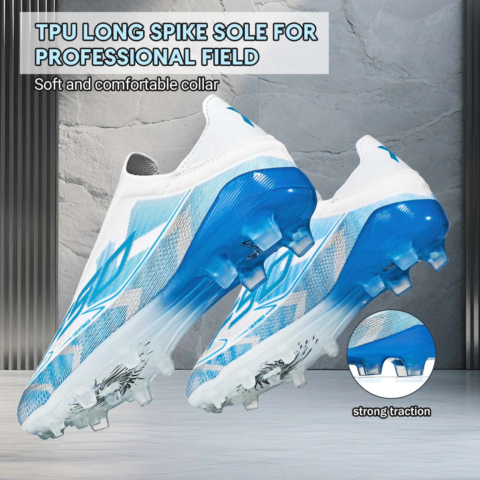 AG/FG Long Studs Soccer ShoesPU Fabric Mixed UpperTPU Sole Wear Resistant Anti SlipMen Women Kids Youth Outdoor Sports Traini