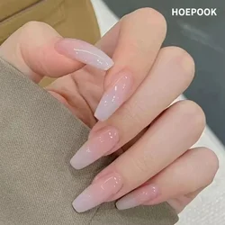 24 Stuks Afneembare Kist Valse Nagels Melkachtige Roze Gradiënt Draagbare Lange Franse Ballerina Nep Nagels Pers Op Nail Art Volledige Cover