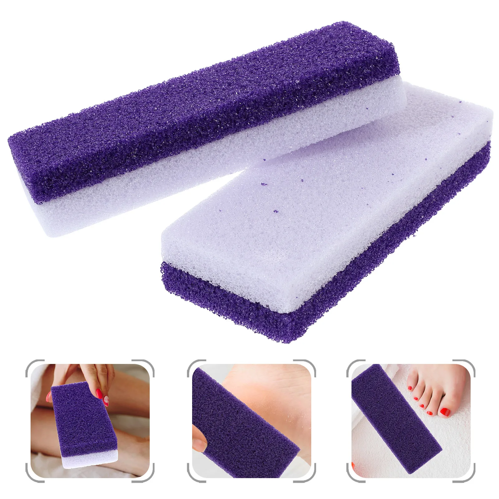 2Pcs Pumice Stone Foot Care Exfoliator for Dead Skin Removal Callus Remover Pedicure Tool Smooth Foot Scrubber Purple