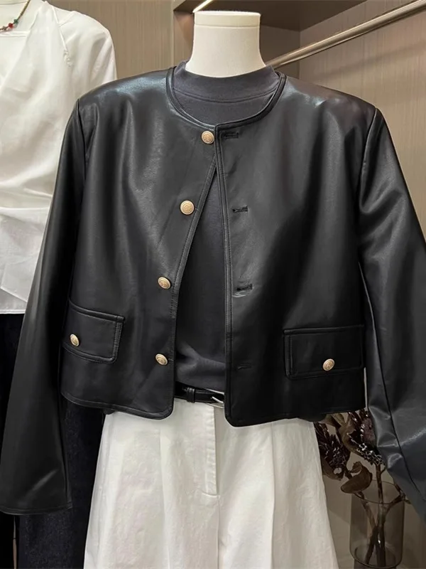 Bla PU cuir Jaet femmes ort Sle 2025 printemps nouveau petite taille moto vêtements à la mode marque Cool Street Sle Jaet