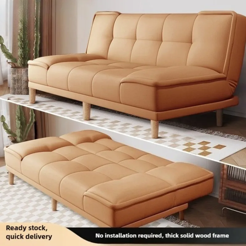 Stable Cat claw leather sofa bed folding dual-purpose small apartment living room bedroom store sofa apartment simple sofa view 4