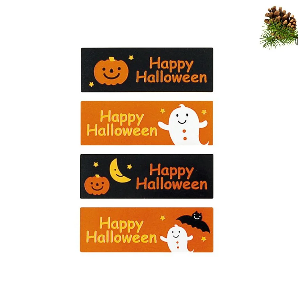 

48pcs PVC Decorative Stickers Halloween Themed Adhesive Seals for Packaging Square Decals Party Favors Food Gift