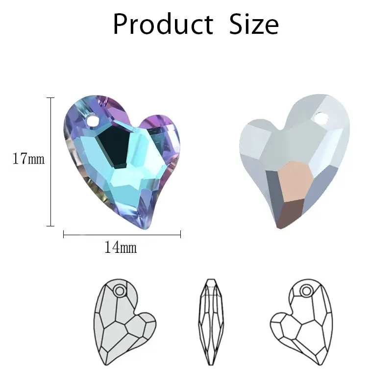 12PCS 17x14mm Heart Shaped Stone Pendants Beads DIY Jewelry Making Supplies Charms Glass Crystal Beads for Necklace 8 Colors