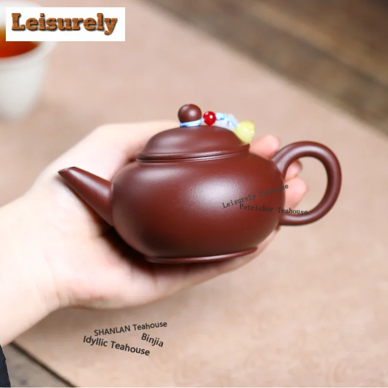 

140 мл Исинский фиолетовый глиняный чайник ручной работы, горшок для воды, сырая руда, фиолетовый чайник с грязью Zhu с фильтром, набор для чая Zisha, подарок