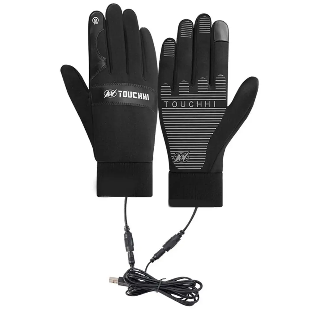 USB Heated Gloves Waterproof Touchscreen Winter Snowboard Camping Bicycle Glove Water-resistant Outdoor Gloves Skiing Motor B1A9