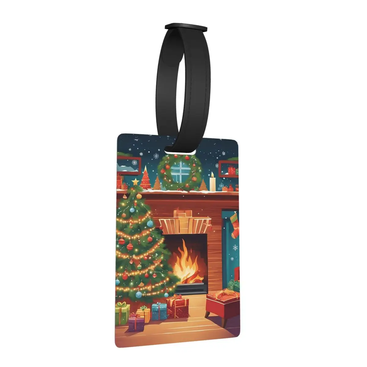 

Магия рождественской елки по камина, багажные бирки, чемодан, дорожный милый багаж, посадочная бирка, держатель этикетки, идентификационное имя, адрес