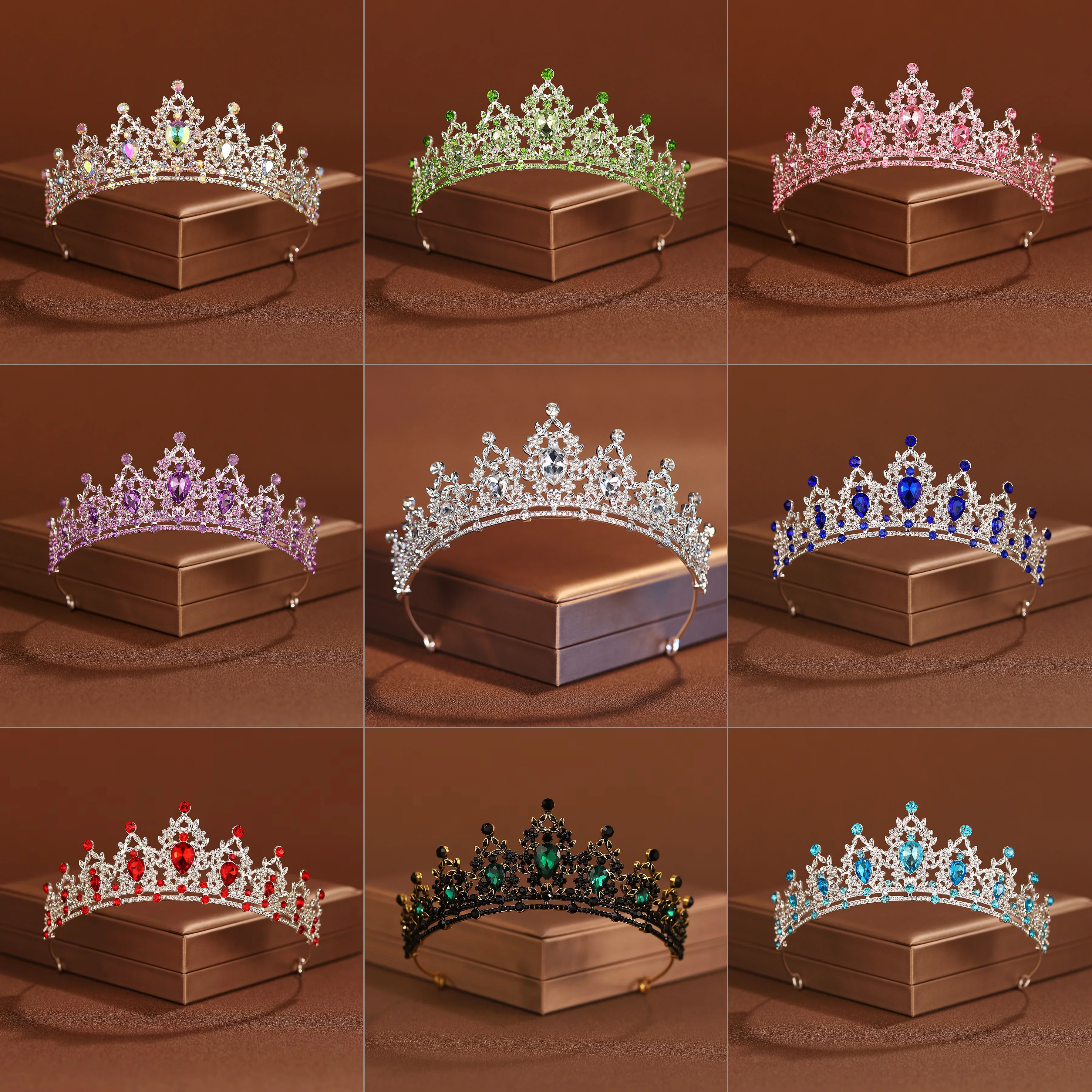 تيجان الزفاف الفاخرة الأنيقة على شكل تاج الأميرة والتيجان للفتيات وحفلات التخرج وأعياد الميلاد وحفلات الزفاف وإكسسوارات الرأس للحفلات #1