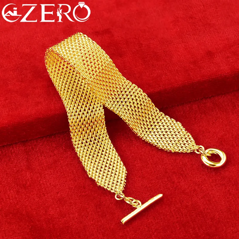 ALIZERO 18-karatowe złoto wykwintna modna bransoletka z łańcuszkiem tkacym dla kobiet akcesoria weselne Fine Jewelry urok prezent — zdjęcie 3