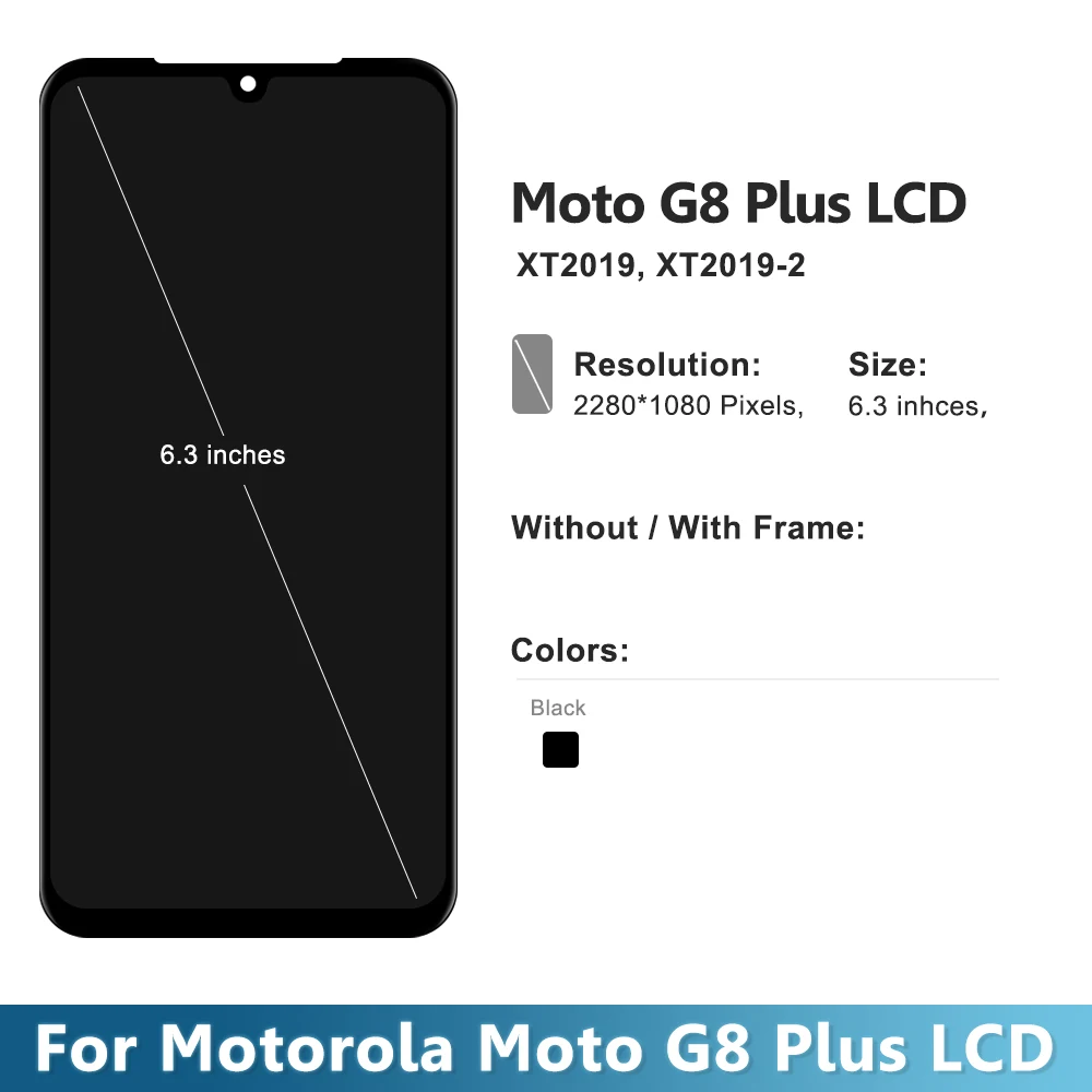 For Motorola Moto G8 Plus XT2019 XT2019-2 LCD Display Touch Screen Digitizer Assembly For Moto G8Plus Screen with Frame Replace