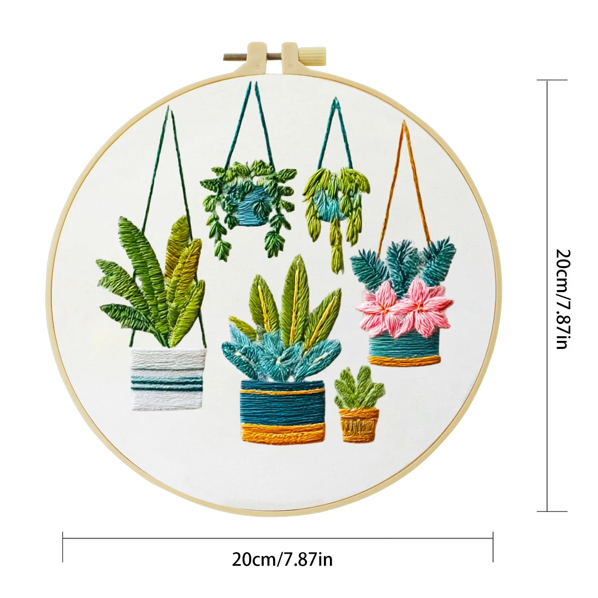 1 Stück 20X20CM/15X15CM 7,87/6,3 Zoll Grünpflanzen Stickerei Starter-Kit DIY-Kit DIY-Stickerei-Set Handarbeiten Malerei – Detail 2