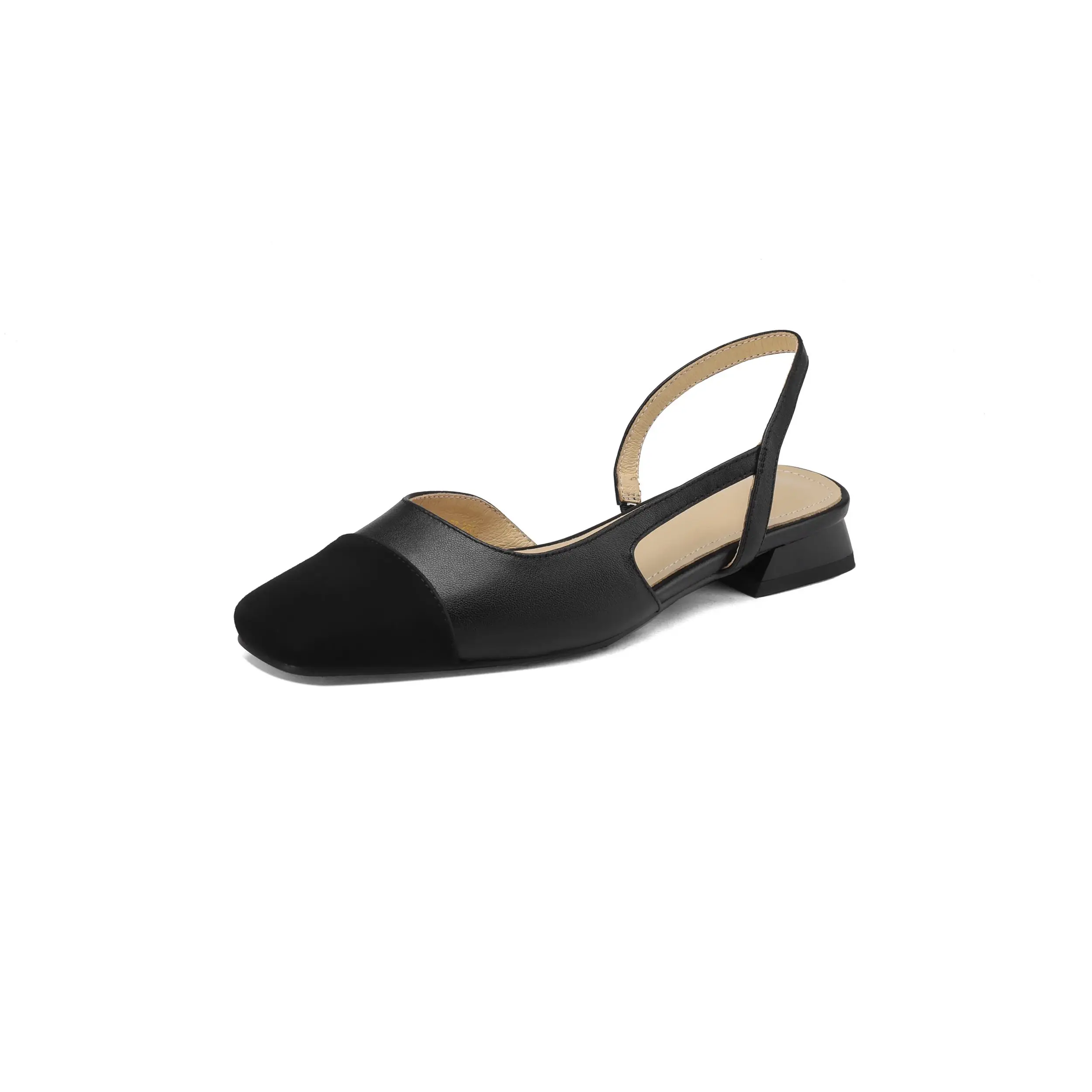 Krazing Pot vera pelle poco profonda punta quadrata Med tacchi usura quotidiana Slingback classici Sexy colore misto pompe da donna di alta qualità