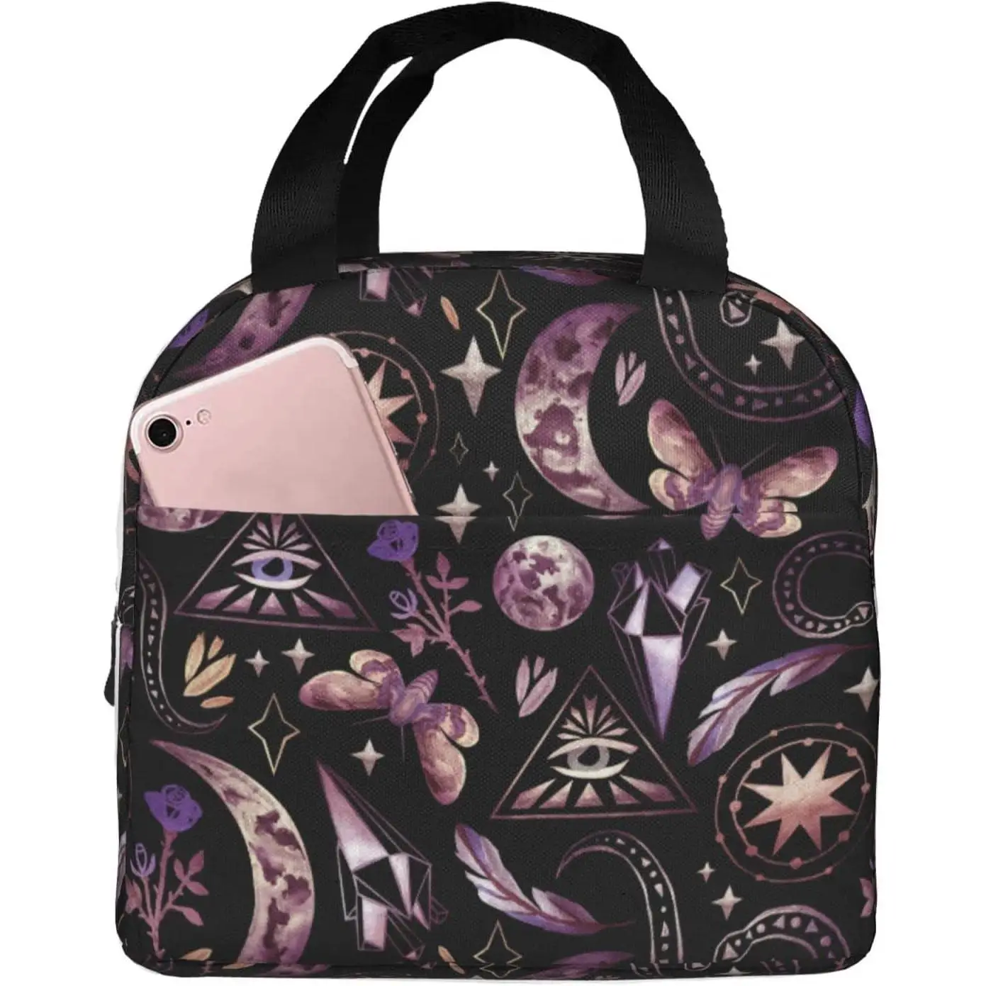 

Tarot Moon Butterfly Magic Goth Insulated Lunch Box Cooler Tote for Work Office School Picnic Beach Reusable Lunchbox