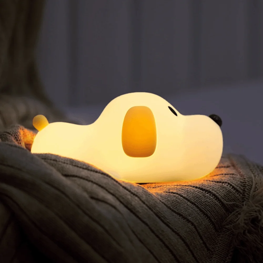 

Birthday Gifts Silicone Papa Puppy Night Lamp USB Rechargeable Dimmable Puppy Night Light Cute Soft Animal Lamp Home