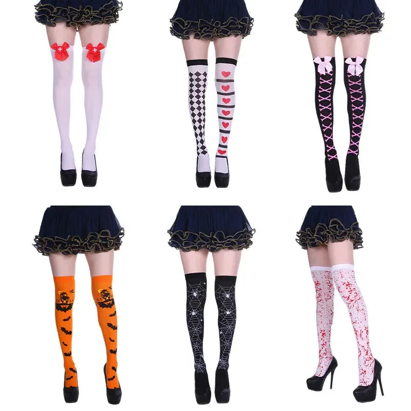 Halloween Party Holiday Stockings Dress Up Costume Props Over the Knee Socks Blood Socks Nurse Soc