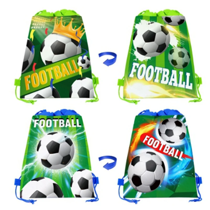 Football Non-Woven Gifts Bag Soccer Candy Packing Snacks Storage Bags Drawstring Backpack For Kids Sports Party