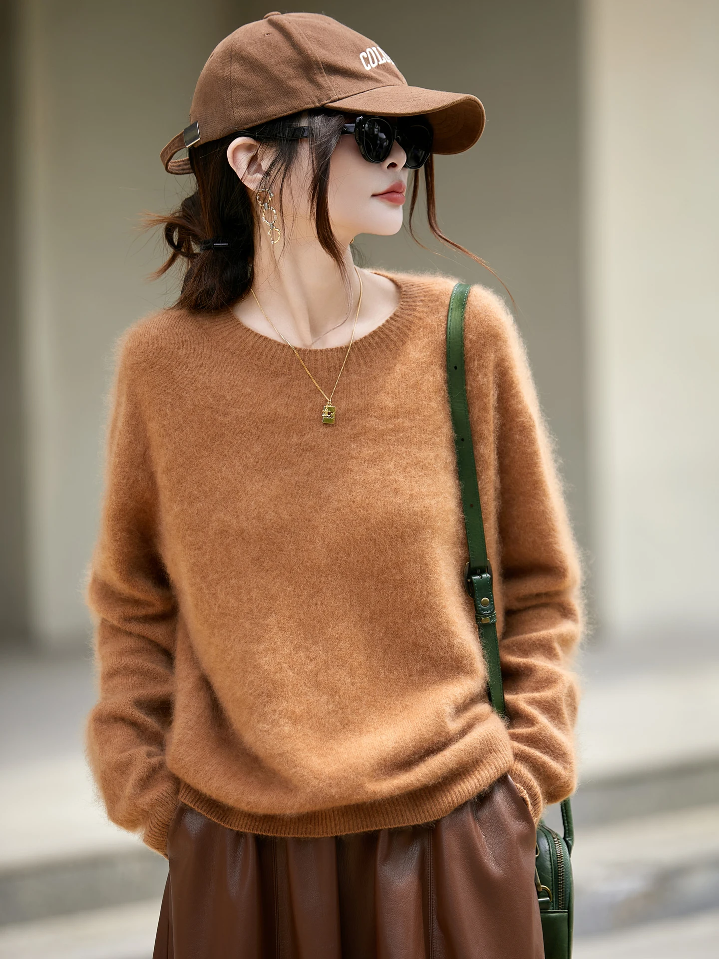 

Шикарный женский повседневный свободный пуловер с круглым вырезом, вязаный свитер из 100% мериносовой шерсти, осень-зима, теплая мягкая улучшенная одежда для рукоделия, топы