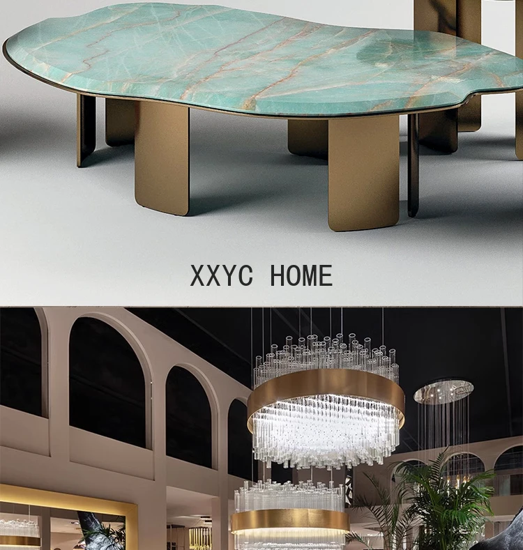 Coffee Table Special-Shaped Light Luxury Modern Marble High-Grade Stainless Steel Home Creative Combination