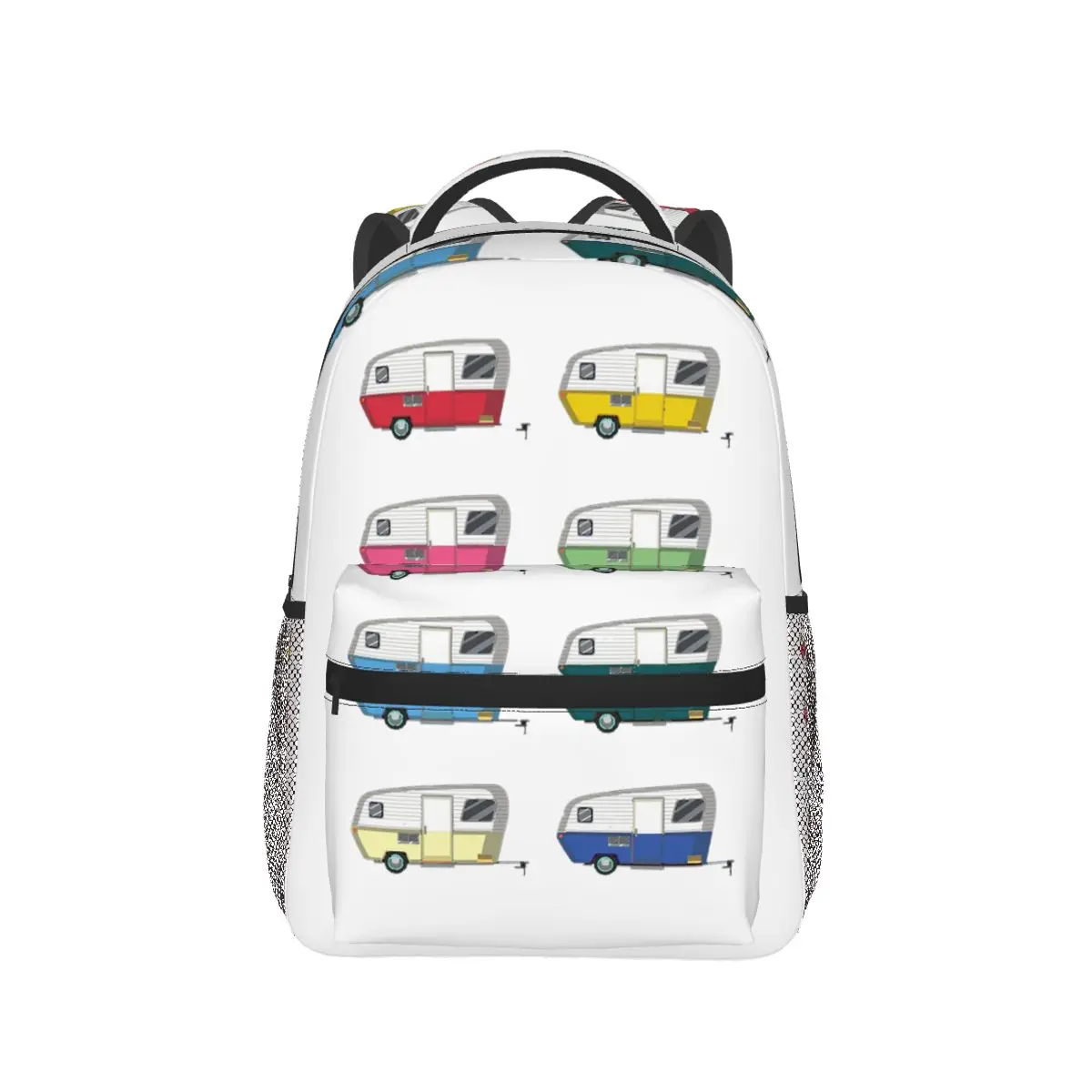 Colourful Vintage Eriba Puck Caravan Daisy Backpack Hot Sale Daypack Kids BookBag School Bag Shoulder Bags for Men Women