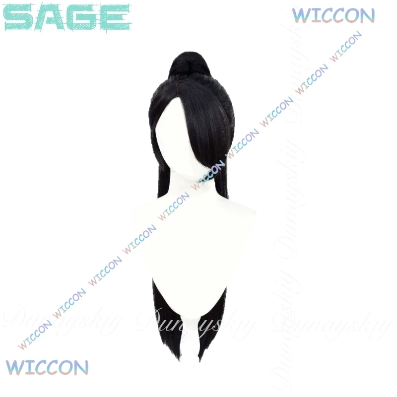 حكيم تأثيري آخر ممرضة مبللة كوس C VALORANT لعبة مع شعر مستعار أسود طويل ذيل الحصان مع زي قتال أبيض تأثيري حلي