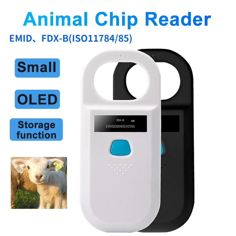 

Rechargeable RFID 134.2KHz Pet Microchip Reader EMID FDX-B Animal ID Registration Scanner For Pet Hospital Farm Management